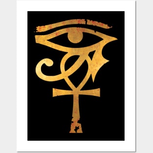 Egyptian Eye Of Horus Ankh Egypt Archaeologist Gold Posters and Art